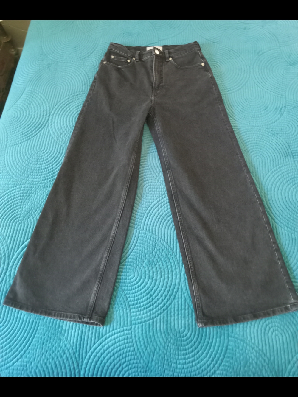 Everlane Way High Sailor Jeans In Washed Black